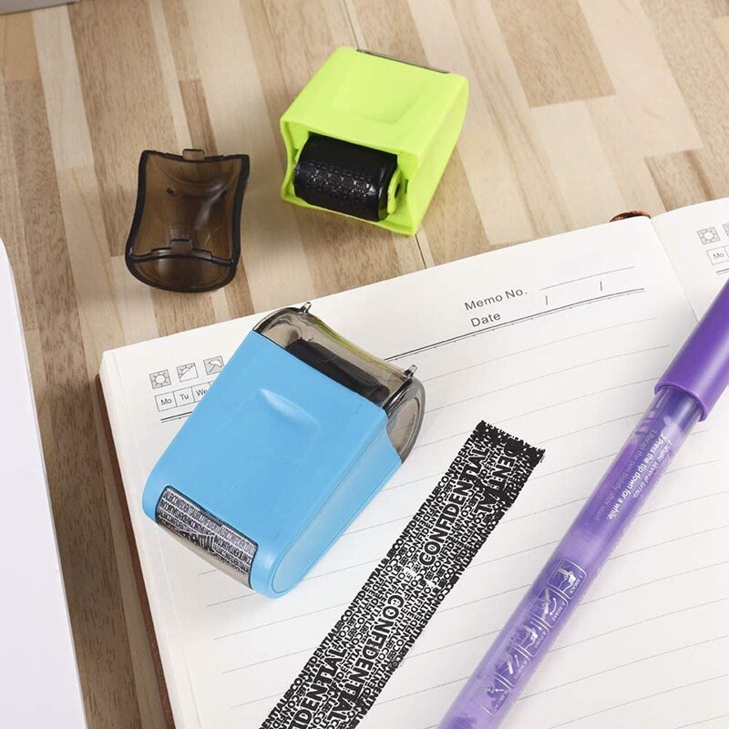 2 Pcs Identity Prevention Theft Stamp Identity Protection Guard Roller Stamp Wide Rolling Security Stamp