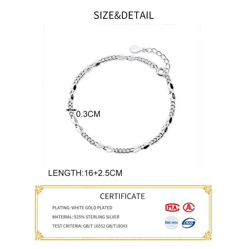 INZATT Real 925 Sterling Silver Geometric Bracelet For Charming Women Party Minimalist Fine Jewelry Hiphop Accessories