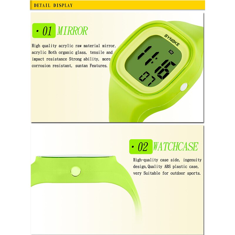 Synoke Kinderen Kinderen Digitale Horloge Meisjes Jongen Horloges Studenten Klok Kleurrijke Siliconen Led Digitale Sport Horloges