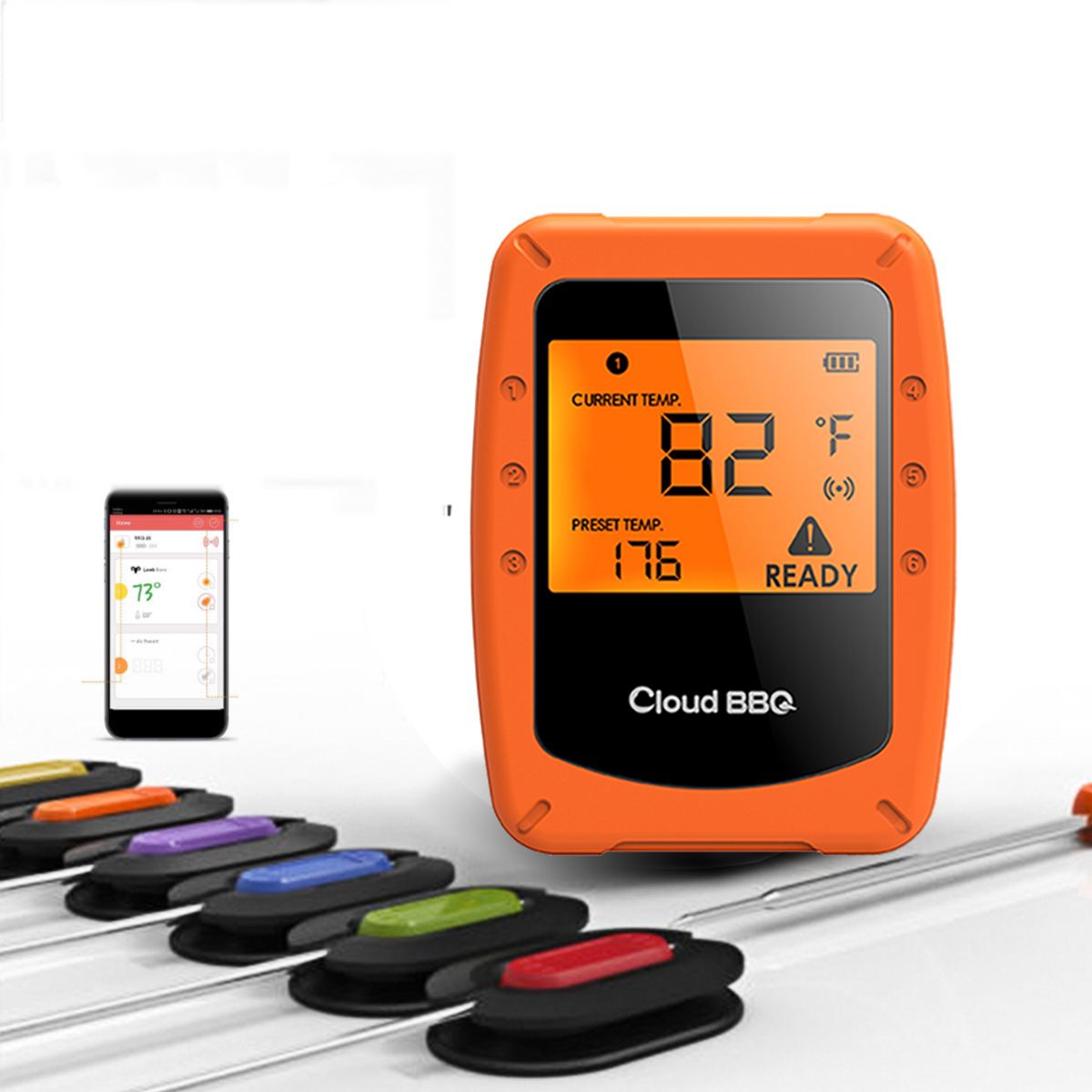 5 Style Digital Wireless BBQ Thermometer With 6 Probes bluetooth Control Food Cooking Timer Oven Meat Grill Thermometer Kitchen: C set