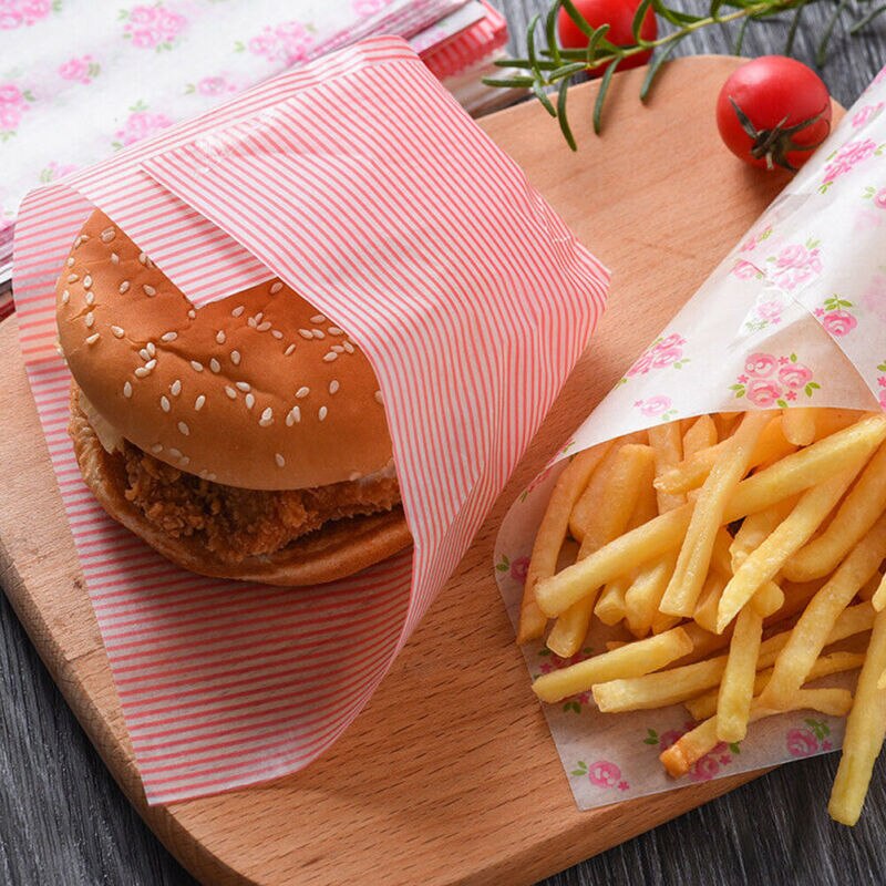 50 x hamburgerbröd vaxpapper mat engångs smörgåspapper bakningsvaxpapper smörpapper tvålförpackningspapper