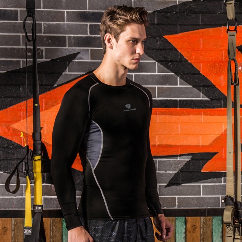 Men's Quick Dry Running T-Shirt Compression Shirt Long Sleeve Men Sport Jogging Fitness T Shirt Training Suit