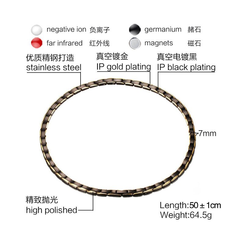 Acier inoxydable aimant Germanium infrarouge lointain chaîne lien collier pour hommes femmes Chokers minceur colliers santé bijoux