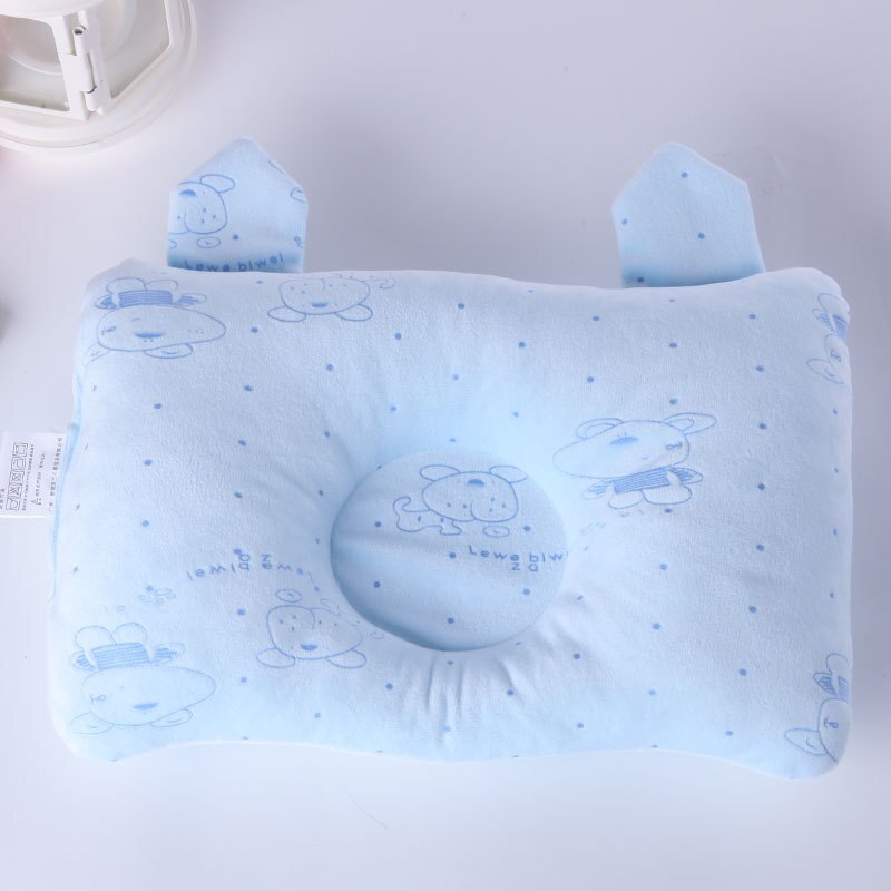 Almohadas rectangulares Antiapnea de algodón suave para cama de bebés, almohadas cóncavas adorables antimigrañas: Blue