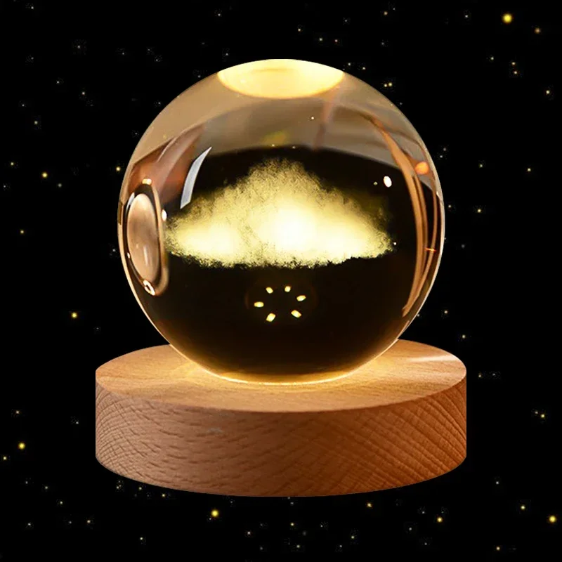 Bola de cristal 3D de 6cm, bola de cristal, Planeta Tierra, Base de madera, sistema Solar, astronomía de galaxia, de cumpleaños, decoración de escritorio para el hogar: Gris oscuro