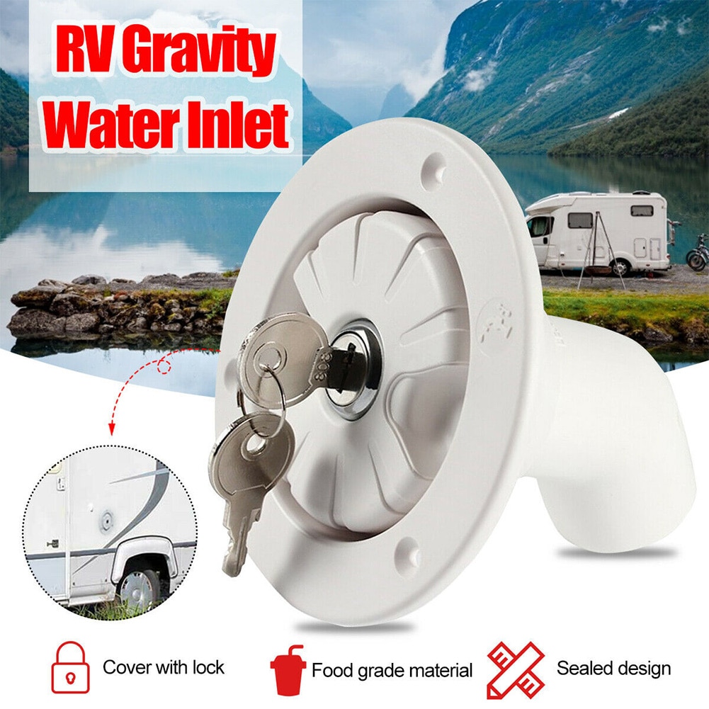2 stuks Verse Caravan Hatch Zwaartekracht Water Inlaat Afsluitbare RV Inlaat Boot Filler Neck Plastic Trailer Tank Filter Accessoires