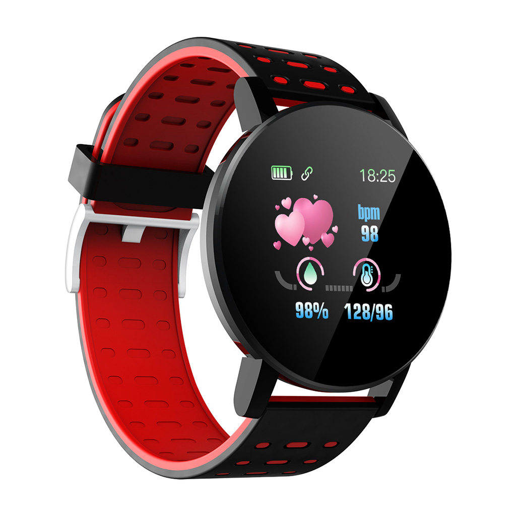Women Smart Watch Heart Rate Blood Pressure Health Waterproof Bluetooth Wristband Fitness Tracker Pedometer For Android IOS: Red