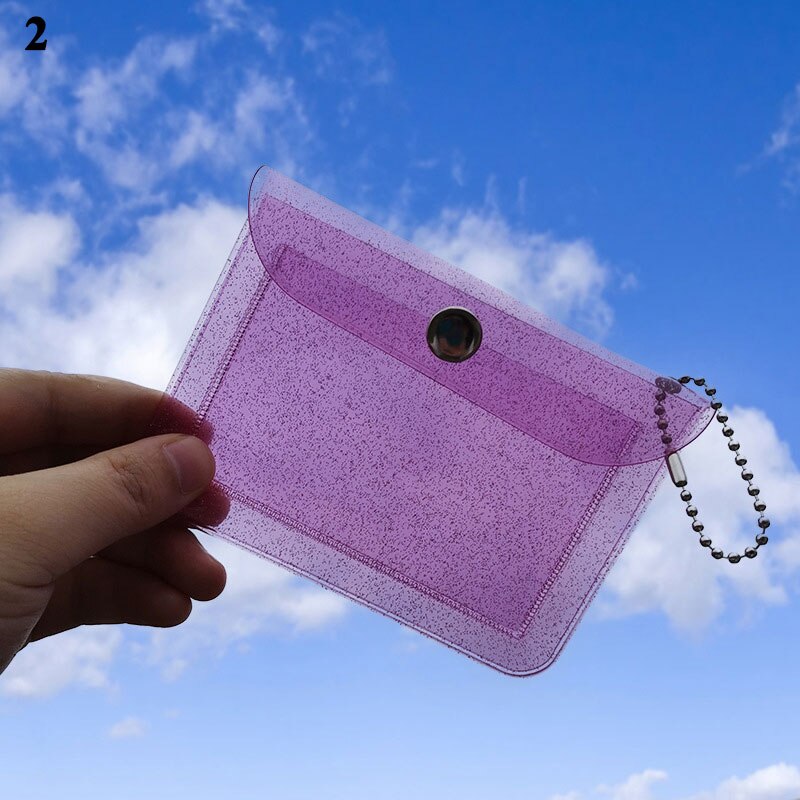 Monedero transparente Kawaii de Corea, bolsa de maquillaje, organizador de tarjetas de almacenamiento, tarjetero de identificación, billetera: 11.5x8.2cm D