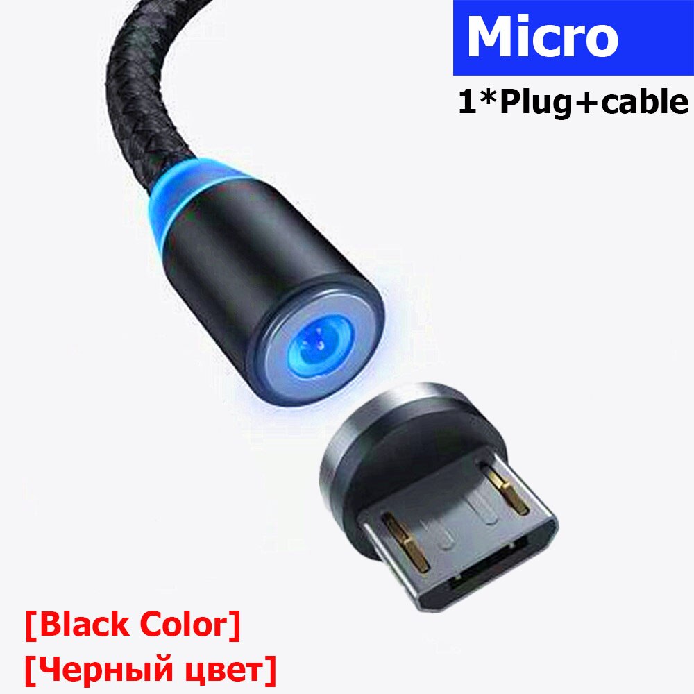 Ricarica veloce 2.4A Magnetico Cavo 2M Micro Cavo USB Mobile di Potere del Caricatore Magnetico Filo Per IOS Tipo C Android magneti Adattatore: Black For Micro