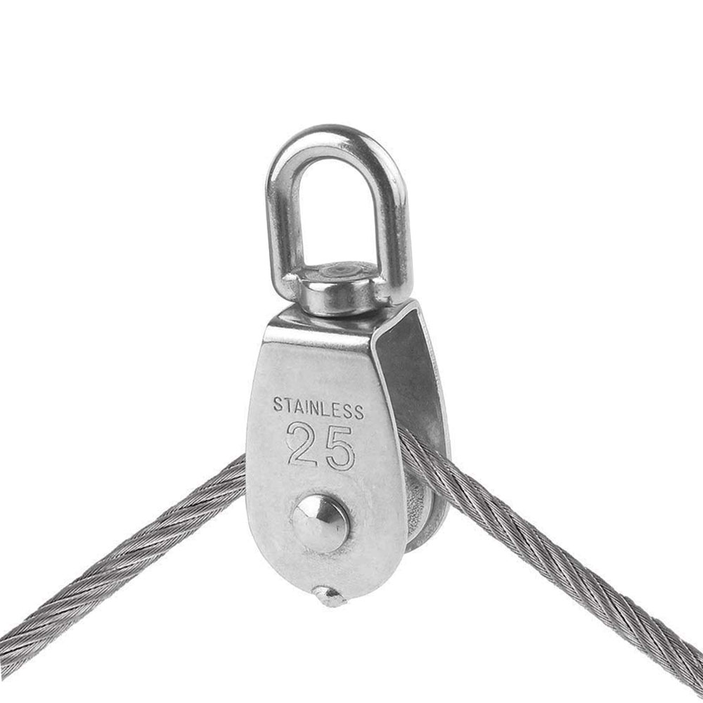 1PC M15 M20 M25 M32 Puleggia in acciaio inossidabile Ruota singola Corda metallica Puleggia sospesa per campeggio Escursionismo Pesca Traino Ruote