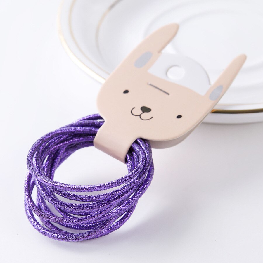 Bandes de caoutchouc en fil d'or pour filles | 10 pièces, couleurs bonbons, Nylon, bande élastique pour enfants, accessoires de cheveux, pour enfants, longue: purple