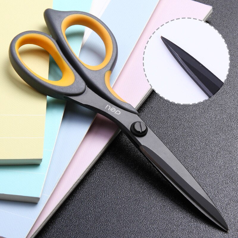 DELI Scissors E6027 Teflon coated Soft-touch 175mm 6-4/5 inch home office scissor hand craft scissors stationery