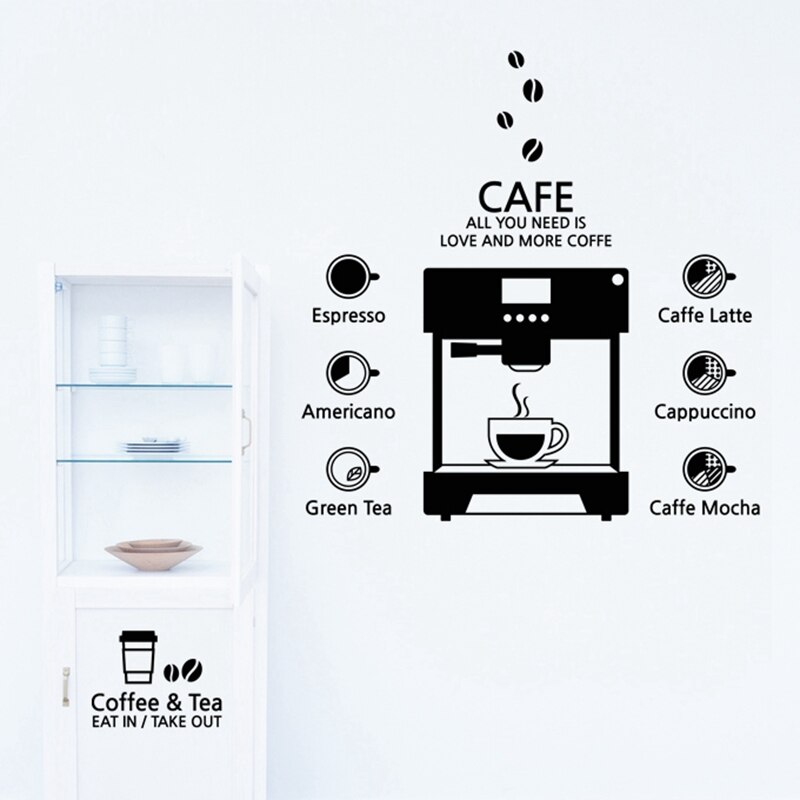 Coffee Shop Sticker Glass Decal Cafe Poster Vinyl Art Wall Decor Mural Break Milk Tea