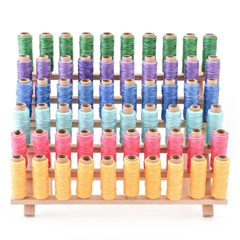 Foldable Wood Thread Stand Rack Organizer Wall Mount 60 Spool Cone Embroidery C63B