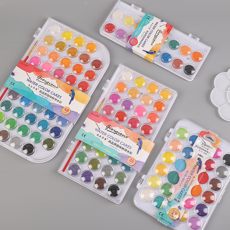 Andstal 48/36/24/12 Kleuren Solid Pigment Aquarel Verf Set Met Water Kleur Draagbare Borstel Voor Schilderen Art levert