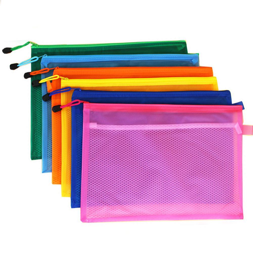 A5 Plastic Gridding Waterdichte Zip Bag Potlood Zipper Bag Layer Dubbele Papieren Document Bestand Bill V5U0