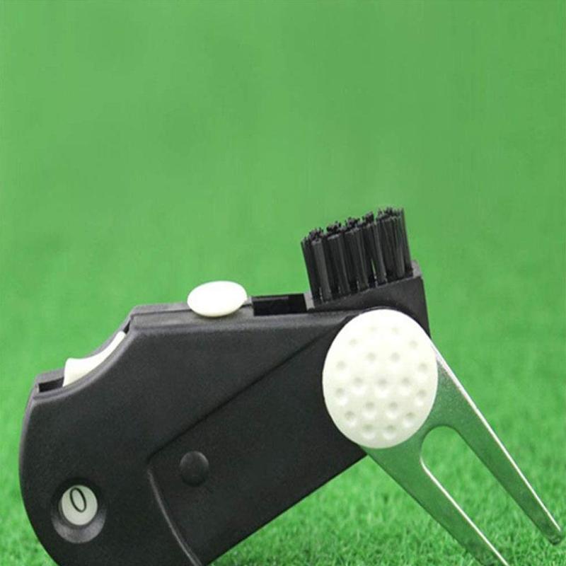 Multifunctional Golf Green Fork Turf Repair Tool Portable Groove Training Golf Scoring with Brush Device Aid Cleaning C3Z4