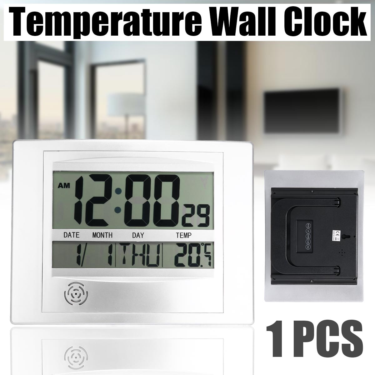 Lcd Digitale Wandklok Met Thermometer Elektronische Temperatuur Meter Kalender Indoor Bureau Alarm Wandklok Home Office Decor