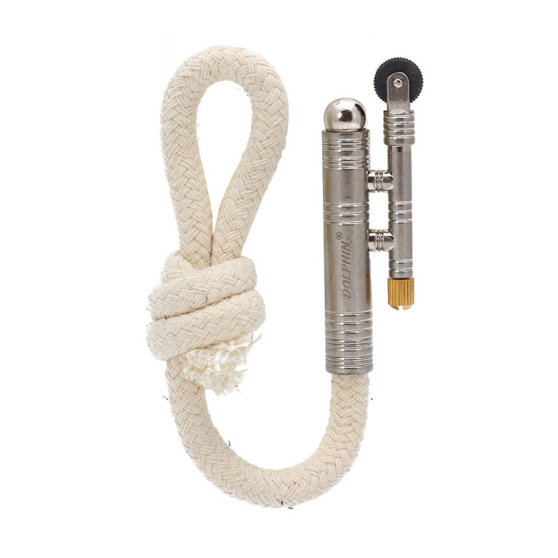 Briquet à flamme métallique rétro , vieux Kerosene avec corde en coton, nouveauté Gadget militaire