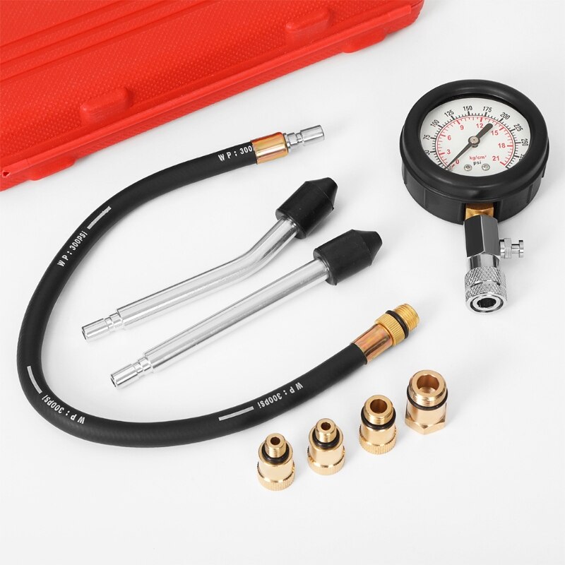 8 Pcs Cylinder Compression Tester Kit Universal Car and Motorcycle Engine Testing Tools for Automotive Pressure Gauge