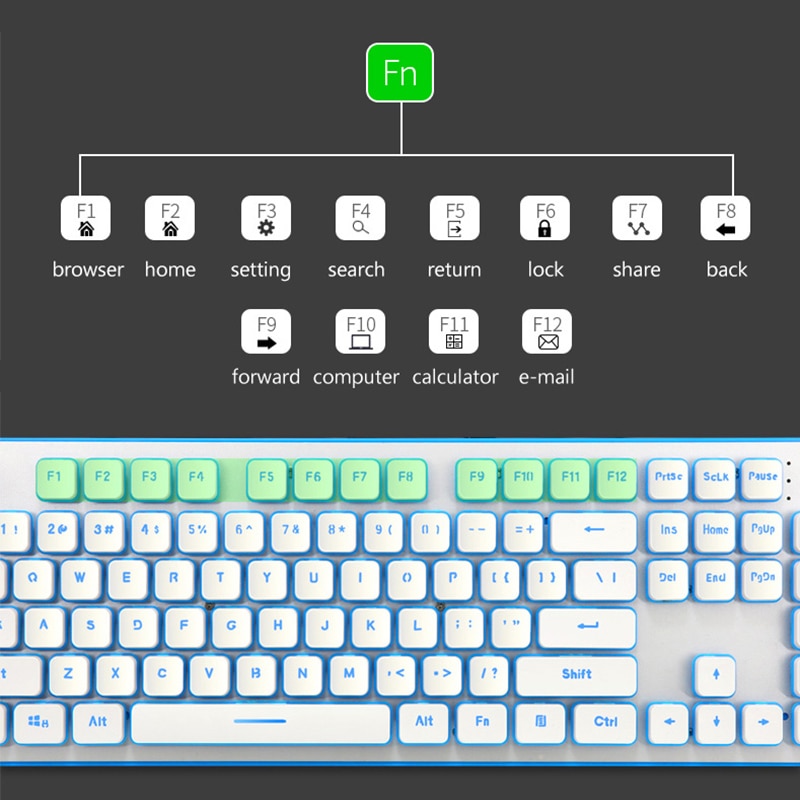 2.4g claviers de jeu sans fil, souris, imitation clavier mécanique, souris de jeu pour ordinateur lenovo, macbook, clavier rétroéclairé