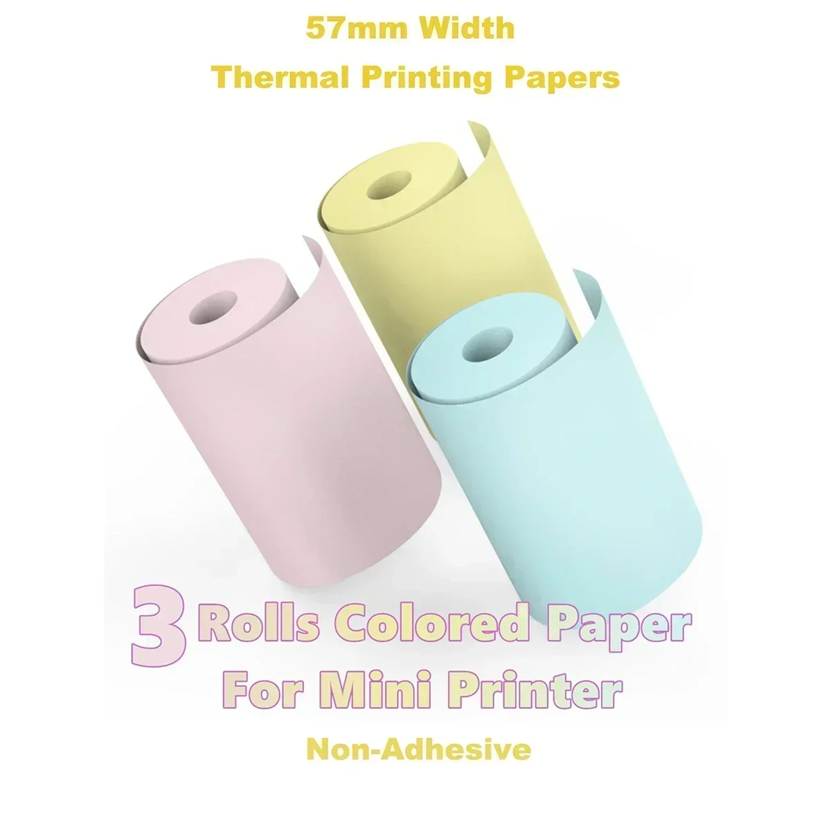 Termisk printerpapir til mini-klistermærke-kvitteringsprinter bærbar bluetooth-lommeprinter hvid farve klæbrig gennemsigtig papir: Lilla
