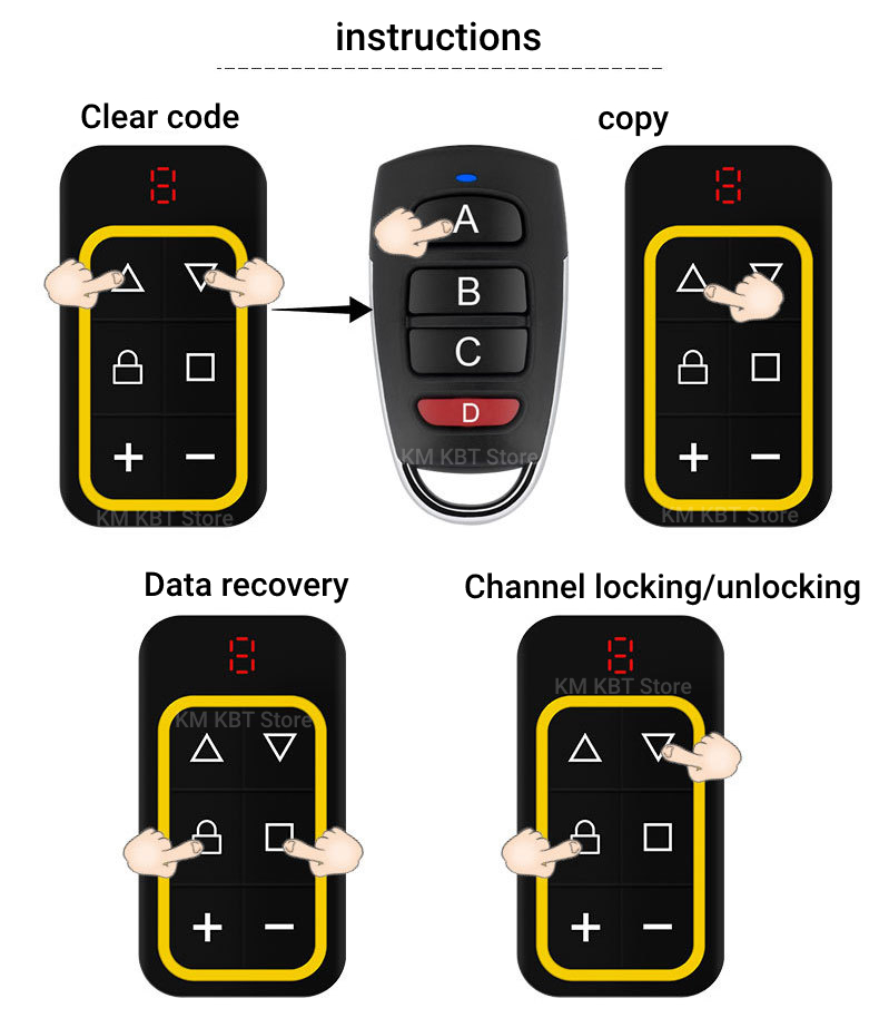 Garage Door Opener Duplicator 300MHz-915MHz Rechargeable Remote Control Multi-Frequency Code Grabber Clone Gate Remote Control