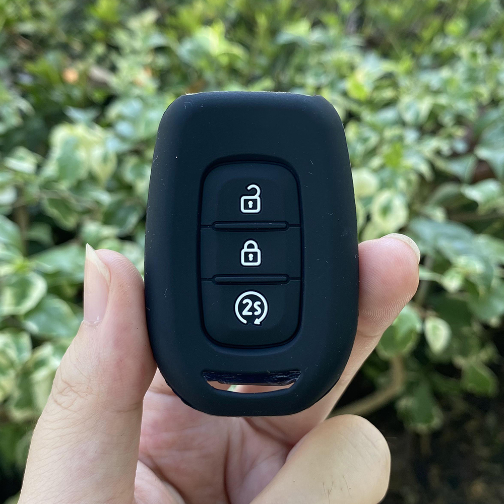 3 Knop Siliconen Auto Sleutel Cover Case Voor Renault Duster Megane Duster Sandero Kangdoo Captur Twingo Sleutelhanger Accessoires: Black