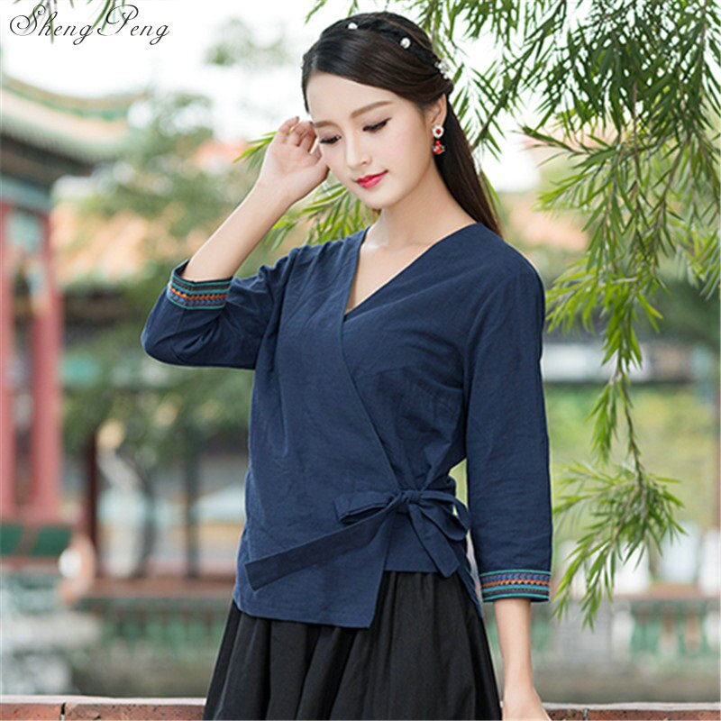 Traditionele Chinese Kleding Voor Vrouwen Casual Losse Tops Blouse Chinese Markt Online Traditionele Chinese Shirt Top Q321