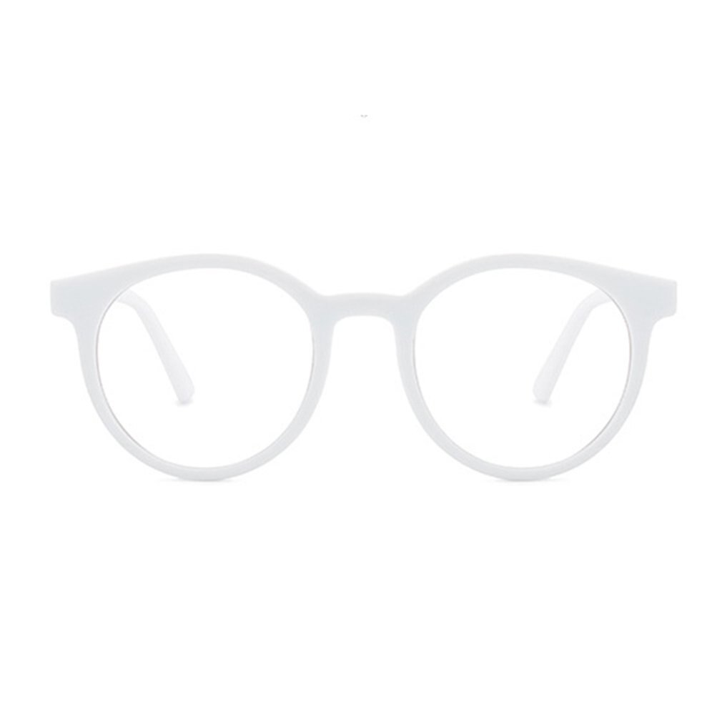 De de gafas de Marco No grado gafas de marco redondo gafas marco óptico portátil práctico gafas: white