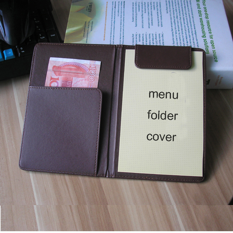 Pu læder menu mappe menu cover holder læder menu holdere arrangør kontor notesblok fil mappe hotel restaurant regning dækning