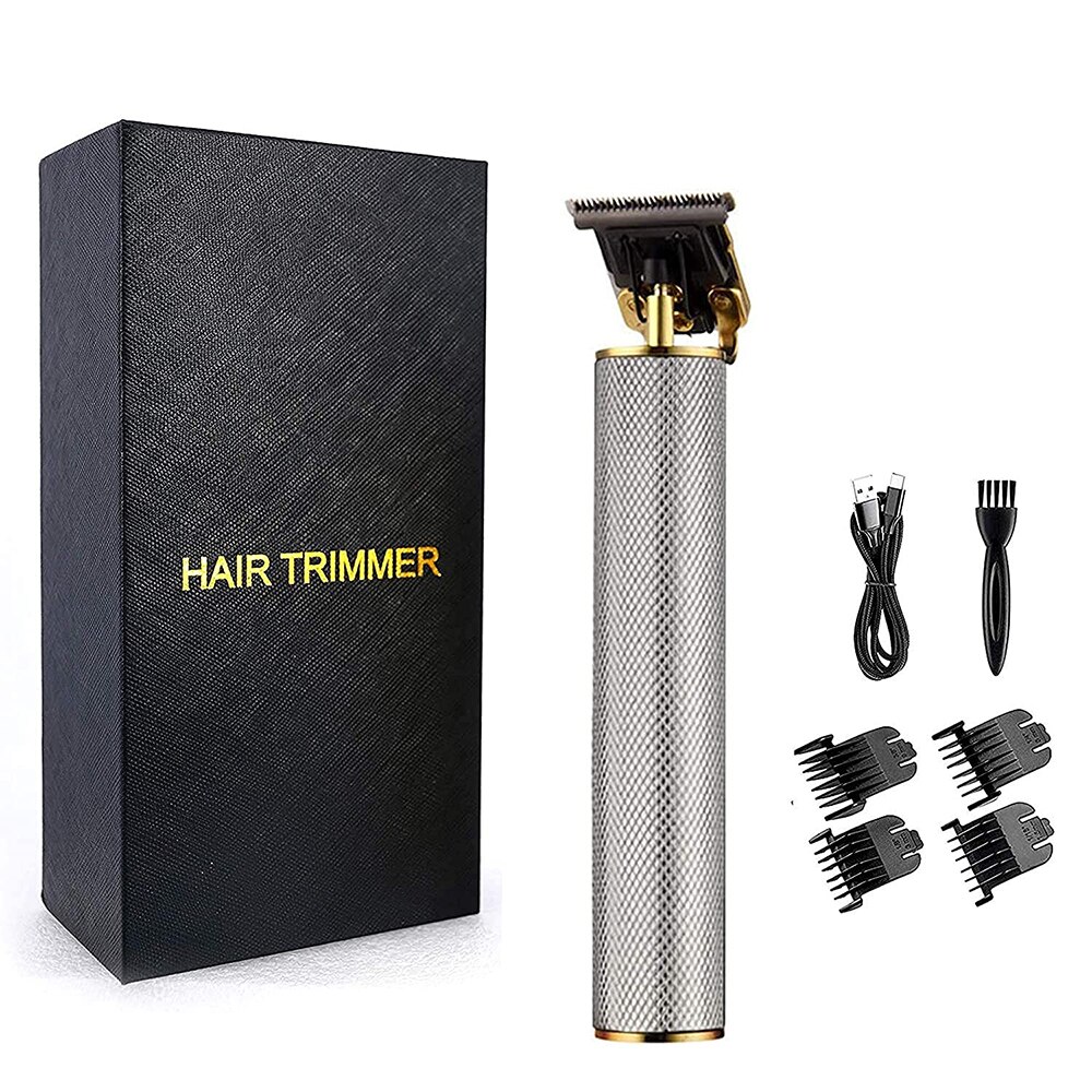 Professionele Tondeuse Kapper Kapsel Sculptuur Cutter Oplaadbare Razor Trimmer Verstelbare Cordless Rand Mannen Tondeuse: Silver