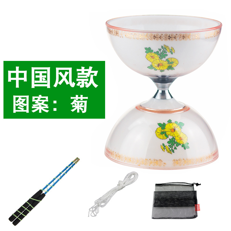 Chinesischen stil 1 lager spielzeug diabolo set verpackung mit string tasche china: Chrysantheme