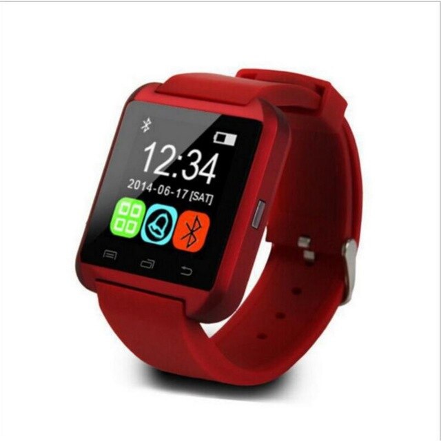 U8 Bluetooth Smart Horloge Mannen Vrouwen Stappenteller Touch Screen Sport Intelligente Horloge Telefoon Smartwatch Voor Android: Rood