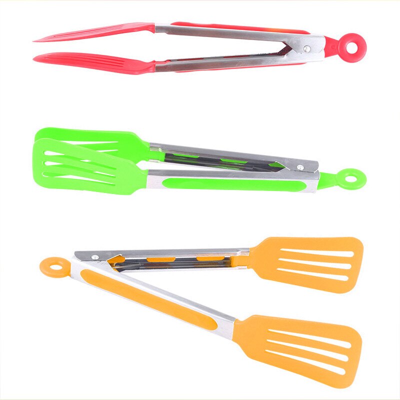Nylon Non-Stick Kitchen Tongs Stainless Steel Barbecue Tongs Pizza Bread Steak BBQ Tong Clip Kitchen Accessories Kitchen Tools