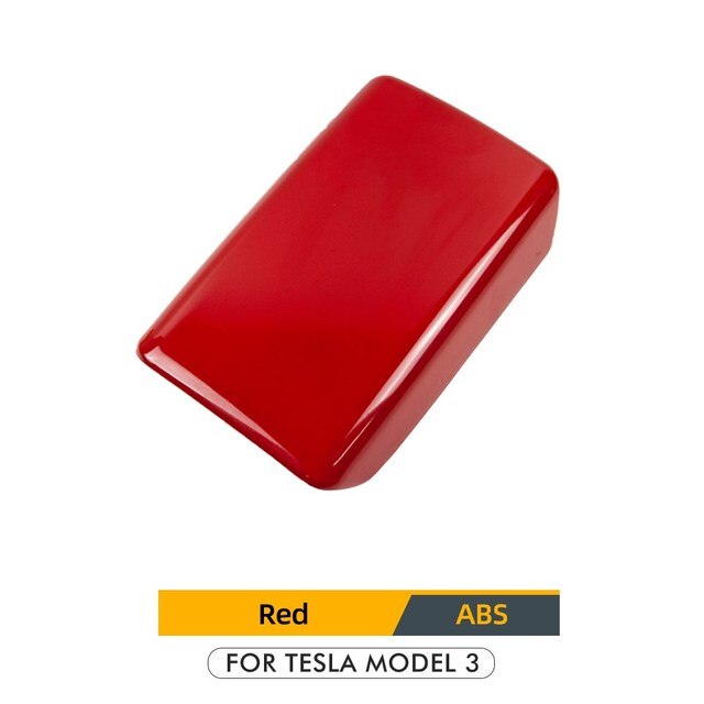 Heenv n – boîte d'accoudoir de voiture, housse de protection pour Tesla Model 3, accessoires intérieurs pour Tesla Model Y, en Fiber de carbone ABS,: Red