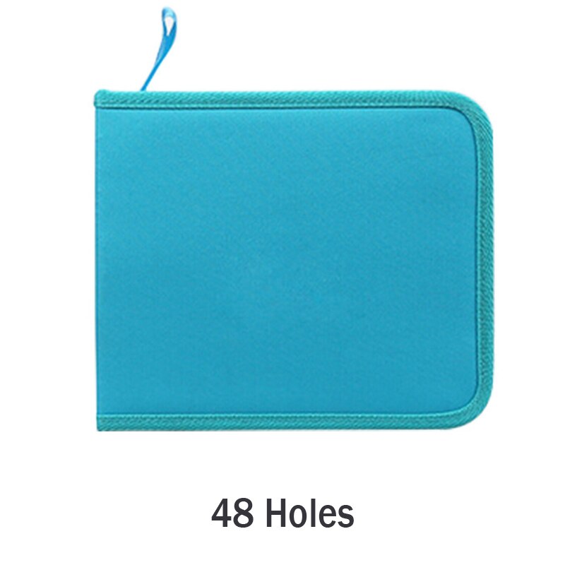 Estuche de tela para lápices de 36, 48 y 72 agujeros, estuche de tela para lápices, bolsa de lápices de Color sólido con cremallera, estuche de bolígrafo para bocetos, escolares para estudiantes