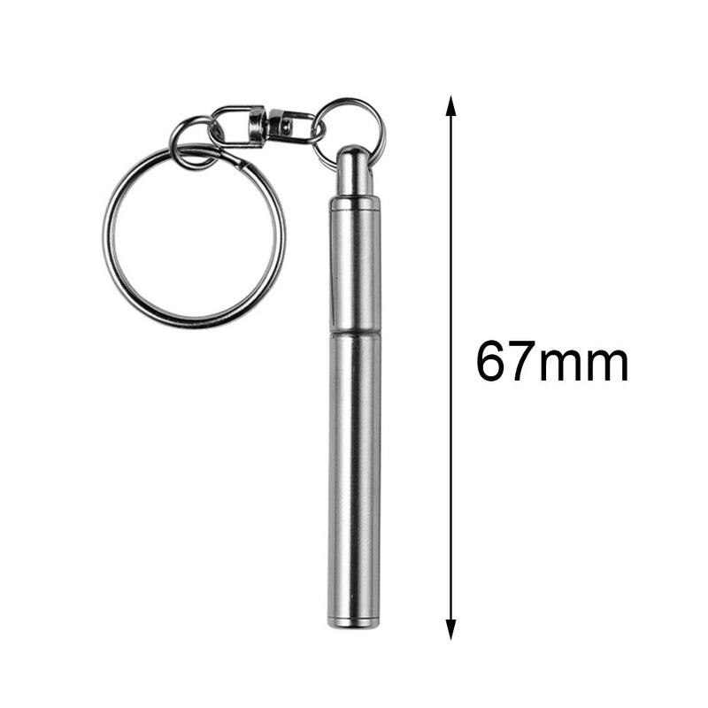 Stylo télescopique Portable en acier, boule de métal, outil de pointe ergonomique, porte-clés