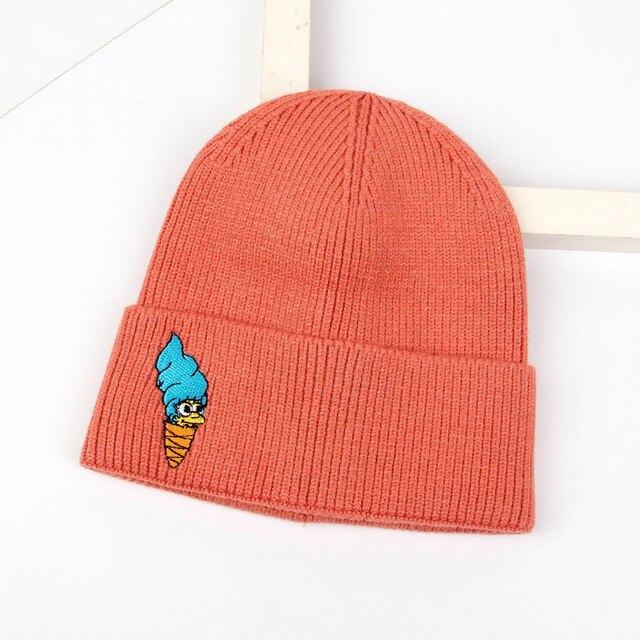 Sombreros de lana coreanos para niños, gorros de punto para bebés, con etiqueta de dibujos animados, a la , simples, para mantener el calor: B2