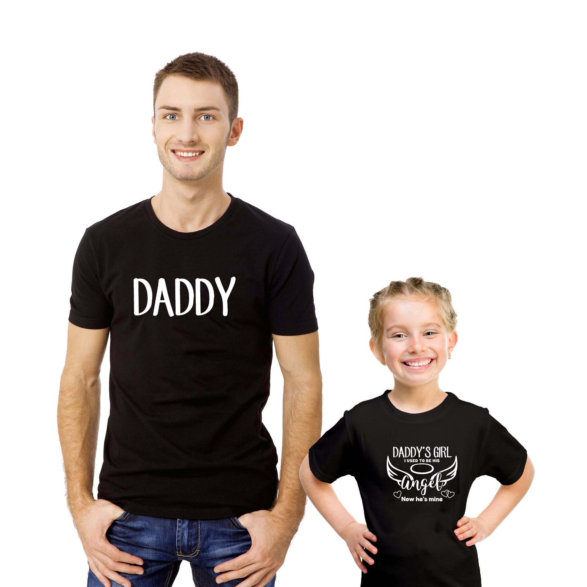 Far og fars engel sommer familie matchende tøj far datter baby piger dreng barn kortærmet t-shirt