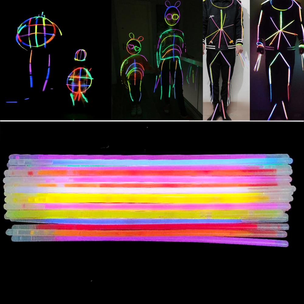 100Pcs Party Fluorescentie Licht Lichtgevende Sticks Kettingen Neon Voor Wedding Party Heldere Kleurrijke Glow Sticks Kerst Speelgoed
