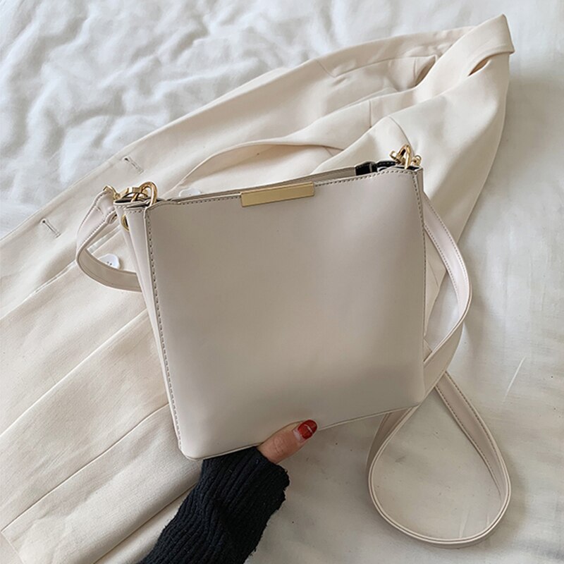 Female Messenger Bag Candy Color Female Shoulder Bag Set Literary Style Youth Bags Solid Color Temperament: white