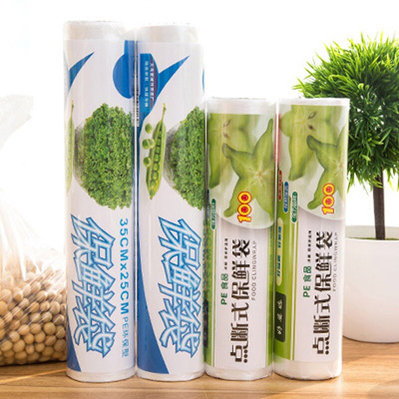 Bolsa de almacenamiento de fruta de alimentos bolsas de plástico nuevas Saran Wrap 1 rollo cocina fresca mantener sellador de calor bolsa de ahorro de alimentos al vacío