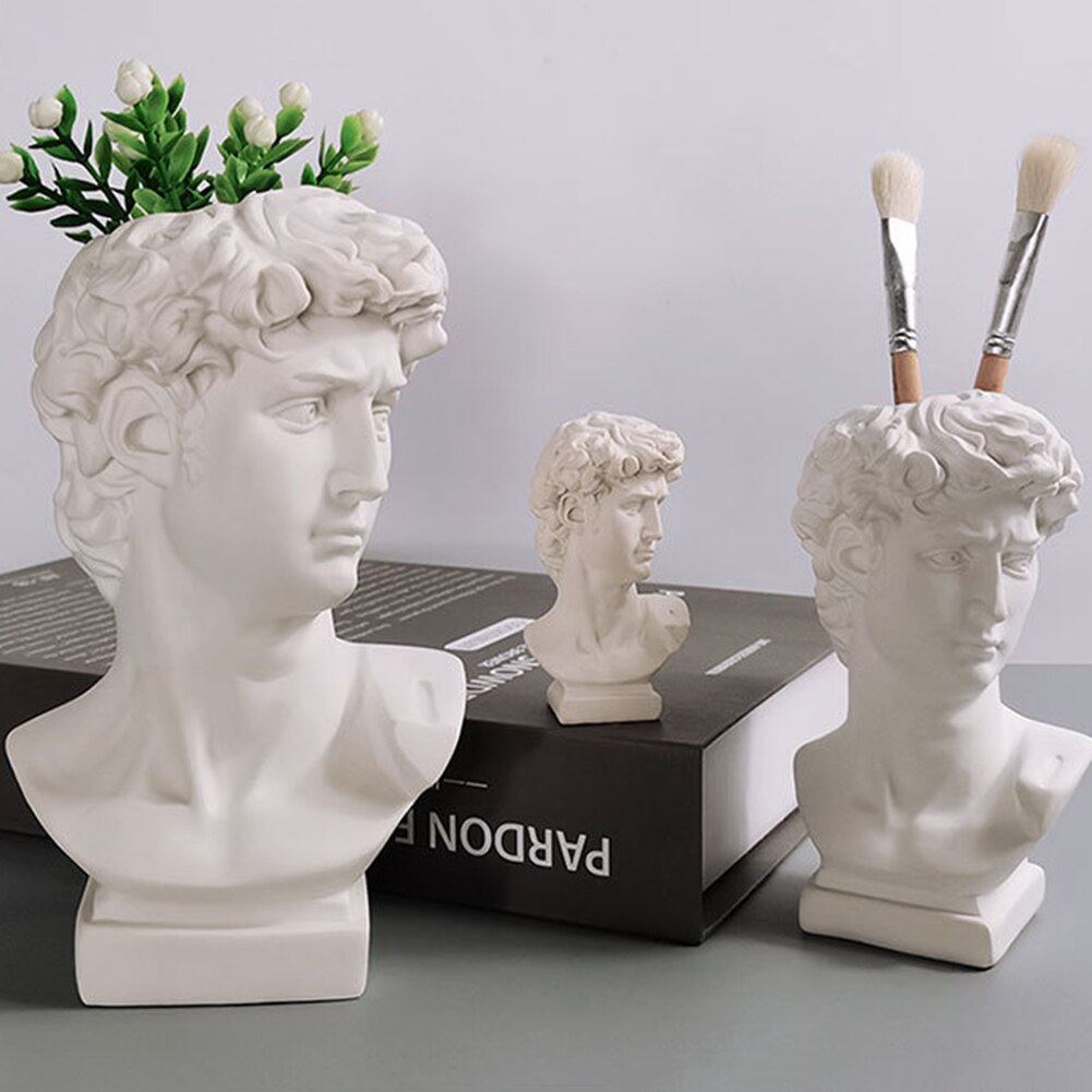 David Statue Head Portraits Mini Bust Gypsum Michelangelo Home Decoration Resin Art Craft Sketch Practice Room Ornament Decor