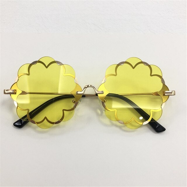 1ps Glasses Flower Goggles Cute Style Party Eyewear Children Outdoor Sun Cute Frame Party Kids Sunglasses Rimless: Yellow