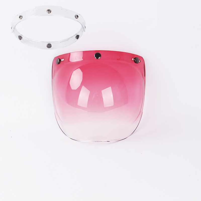 Visera para casco de cara abierta, cascos de motocicleta, viseras de burbujas abatibles hacia arriba, lente Capacete, accesorios para casco de motocicleta: Rojo