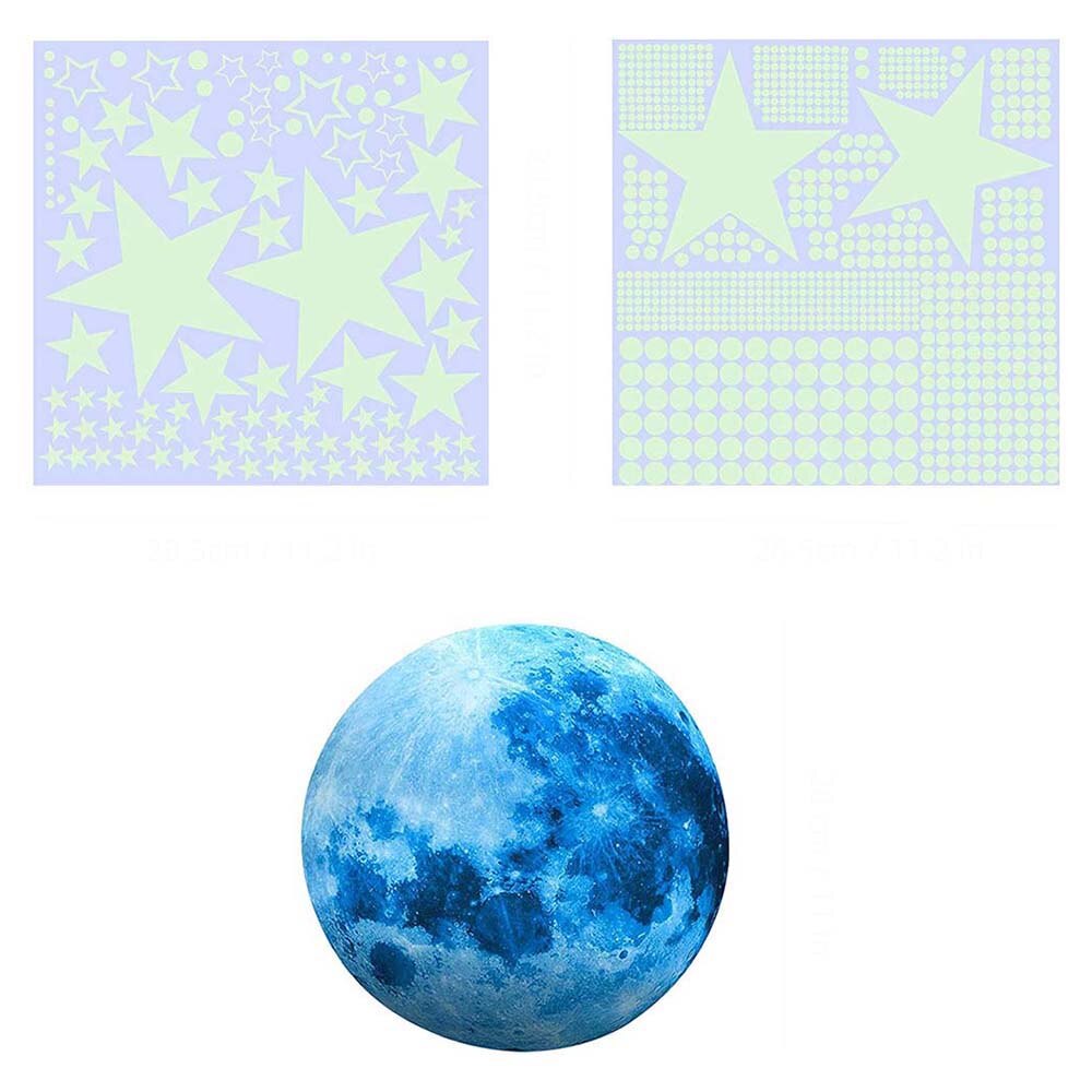 Maan Sterren Stippen Groene Lichtgevende Muursticker Glow In The Dark Kinderkamer Plafond Trappen Behang Fluorescerende Muurschildering Decals: blue