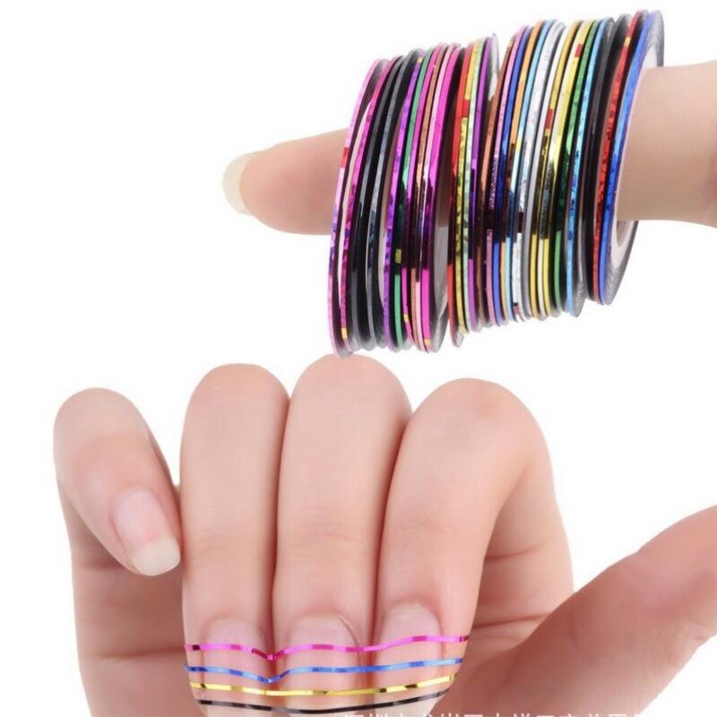 Alle Voor Nail 30Pcs Striping Tape Line Nail Art Decoratie Sticker DIY Nail Stickers Mix Kleur Rolls