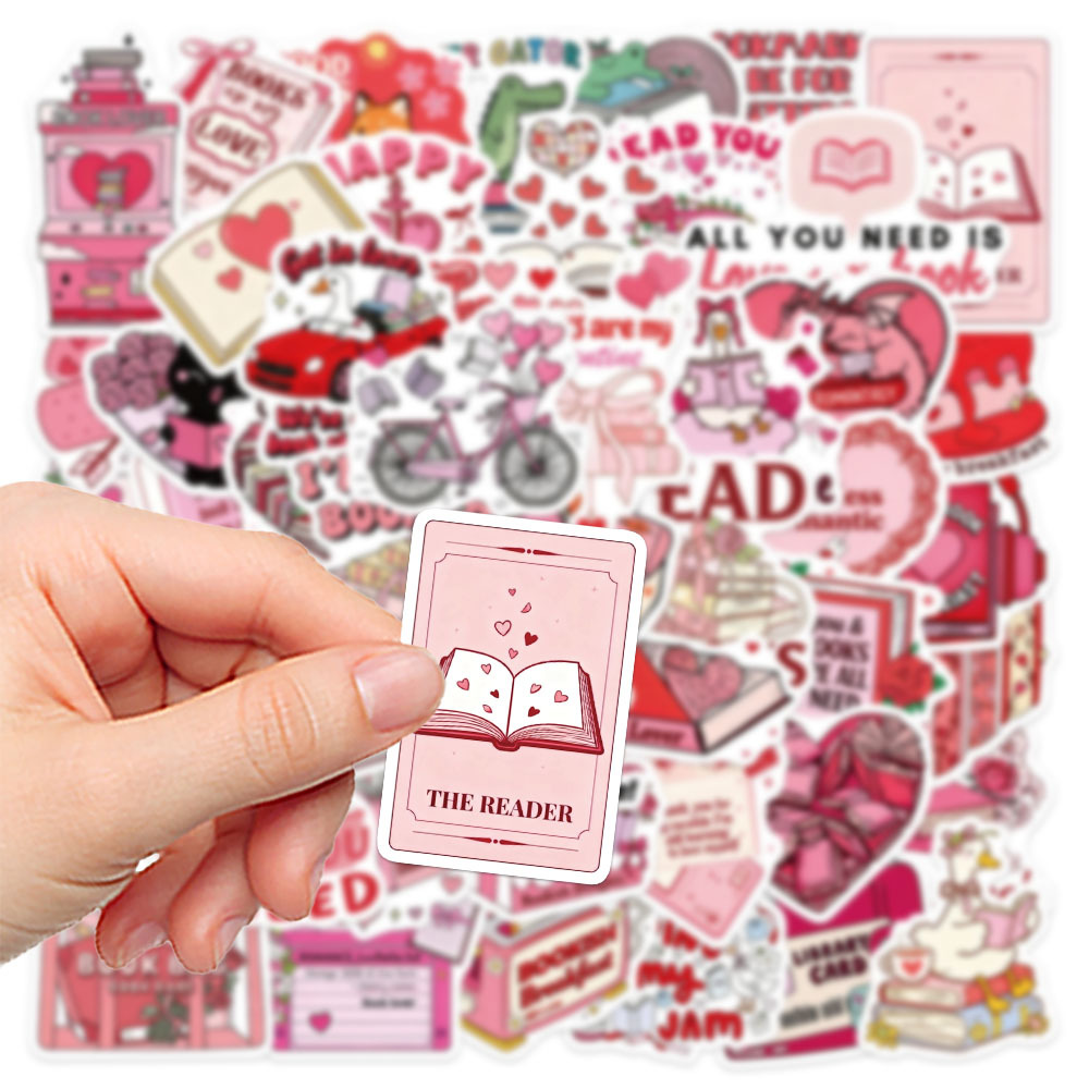 50 sztuki walentynkowych naklejek książkowych na laptopa, album ze zdjęciami, deskorolkę, kask, gitarę, estetyczne, wodoodporne naklejki diy