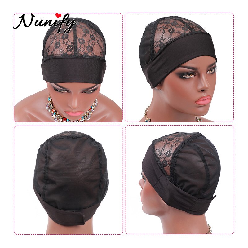 Gorros de goma ajustables para pelucas de diadema para mujer, postizo negro, 12 Uds.